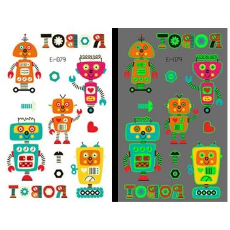 Robotar 34 st självlysande barntatueringar tatuering robot