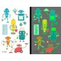 Självlysande barntatueringar 5 ark med häftiga robotmotiv