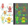 Självlysande barntatueringar 5 ark med robotmotiv för barn