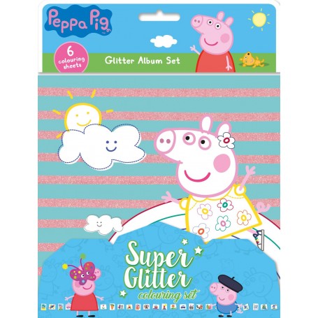 Peppa pig 6 st färgläggningssidor med glitter pyssel greta gris