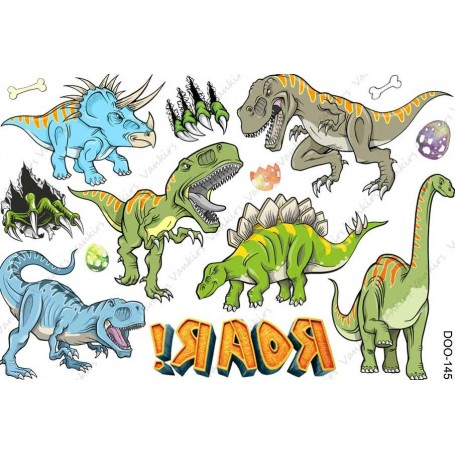 Tillfälliga barntatueringar – 12 dinosaurier med ägg & fossiler