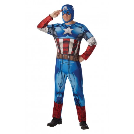Captain america vuxen dräkt med mask standardstorlek avengers