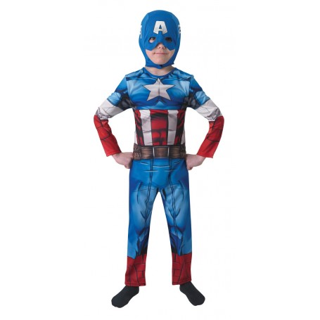 Captain america 110/116 cl (5-6 år) dräkt med mask avengers