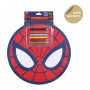 Spiderman runt block med pennor och klistermärken avengers