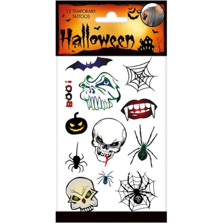 Halloween barntatueringar 12 st tillfälliga tatueringar gnuggisar