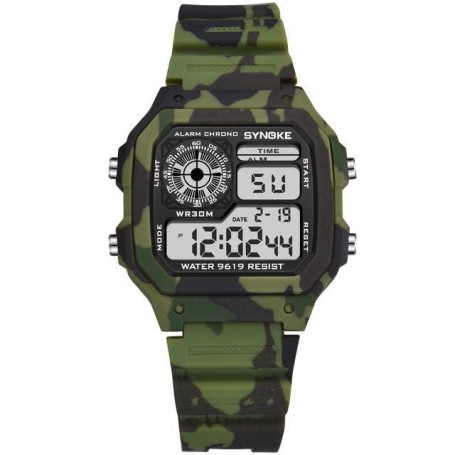 Digital barnklocka LED sportig army-stil armbandsklocka