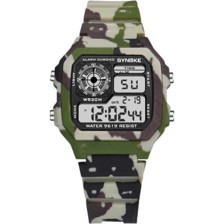 Digital barnklocka LED sportig army-stil armbandsklocka