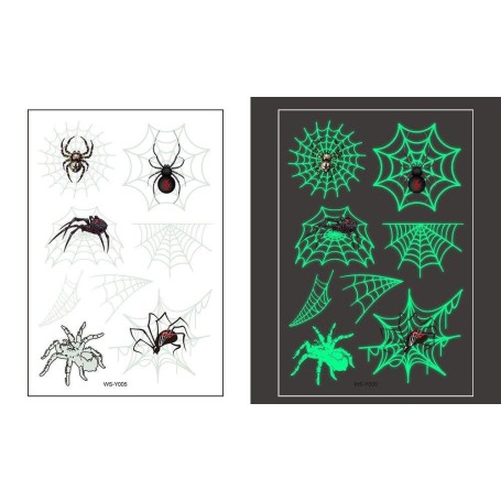 Spindelnät 31 st självlysande barntatueringar tatuering spindlar