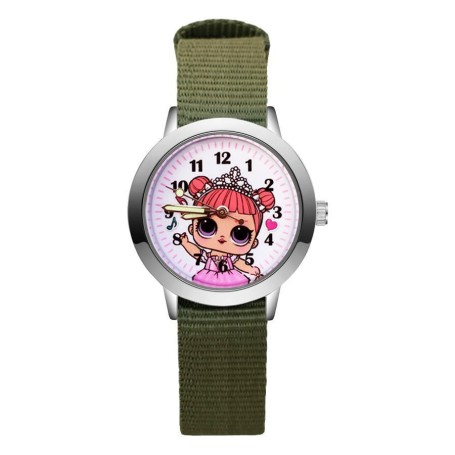 LOL Surprise barnklocka analog armbandsklocka grön tygrem
