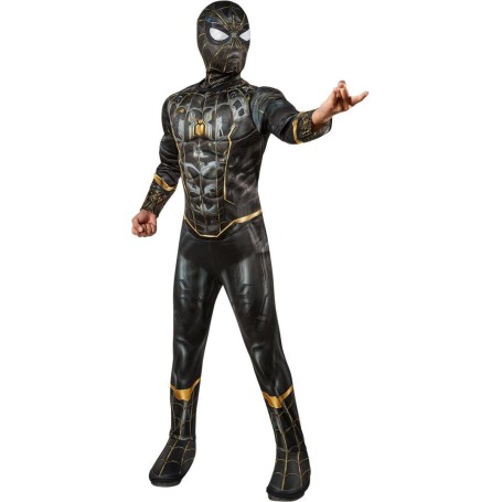 Spiderman svart och guld (5-7 år) dräkt med mask avengers
