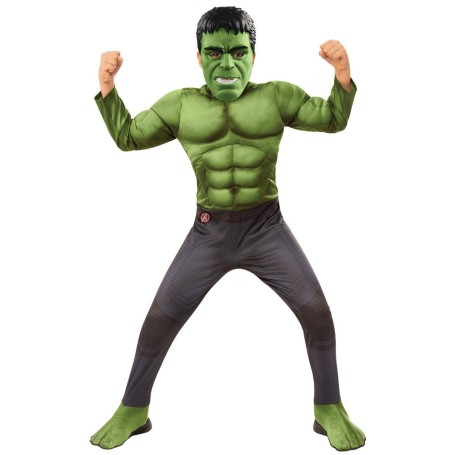 Hulk deluxe (3-4 år) vadderad dräkt med mask avengers hulken