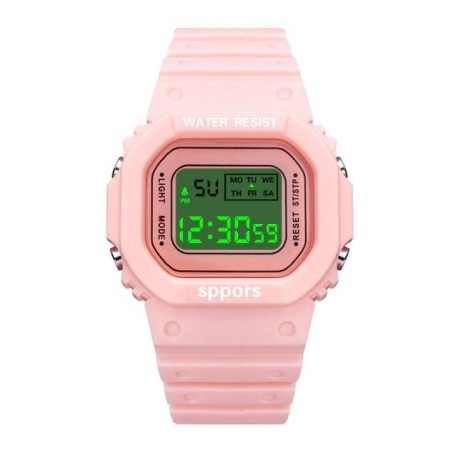 Barnklocka digital rosa armbandsklocka med LED belysning klocka