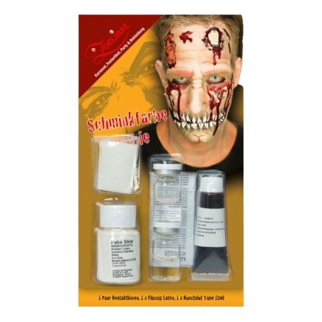 Zombie paket vita linser latex blod fejkblod partylinser halloween