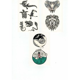 Inca djur reptiler 26 självlysande tatueringar tillfälliga gnuggisar barn