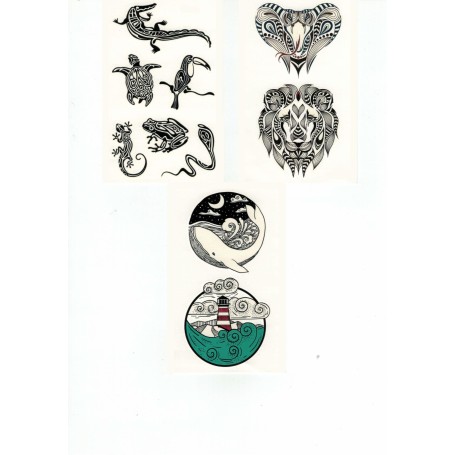 Inca djur reptiler 26 självlysande tatueringar tillfälliga gnuggisar barn