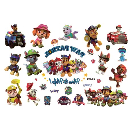Tillfälliga tatueringar för barn – 18 st motiv med Paw Patrol