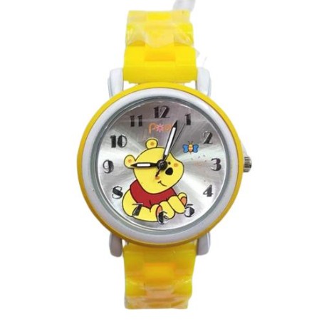 Barnklocka gul nalle puh analog armbandklocka nasse klocka