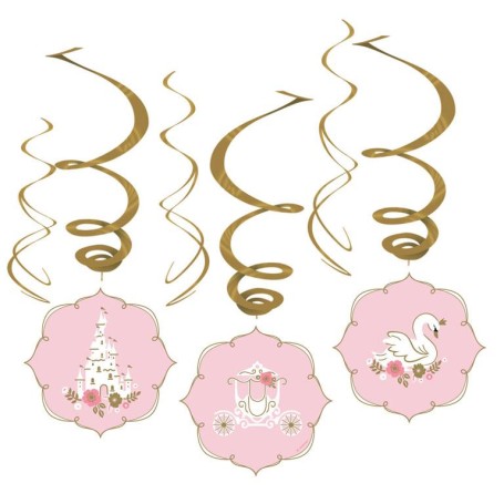 Swirls prinsessa 6 st hängande dekoration spiral prinsessor