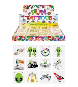 Aliens ufo tatueringar 60 st tillfälliga tatueringar för barn