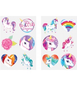 Unicorn 60 st barntatueringar tatuering enhörning gnuggisar tillfälliga