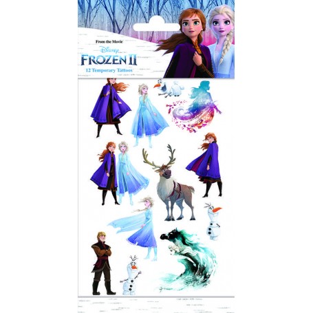 Frozen II barntatueringar 12 st gnuggisar frost äventyr